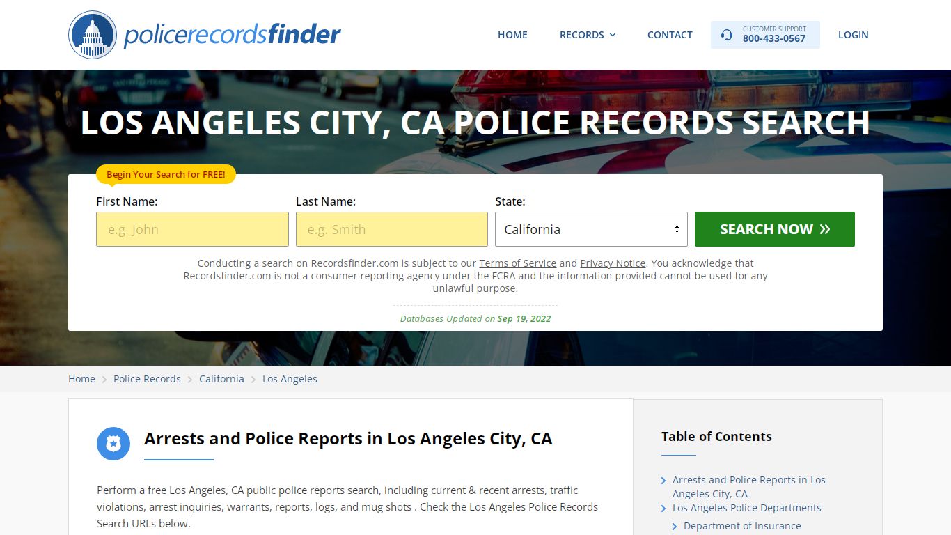 LOS ANGELES CITY, CA POLICE RECORDS SEARCH - RecordsFinder