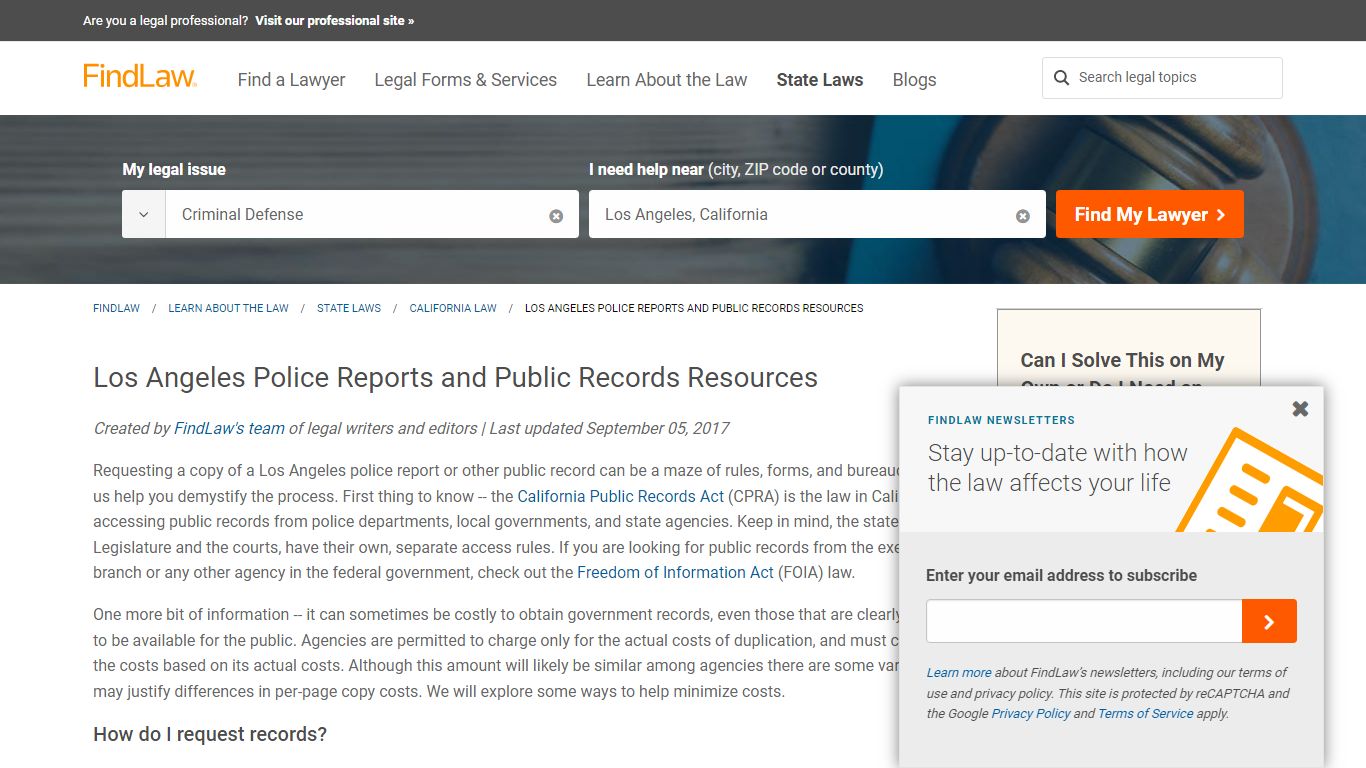 Los Angeles Police Reports and Public Records Resources