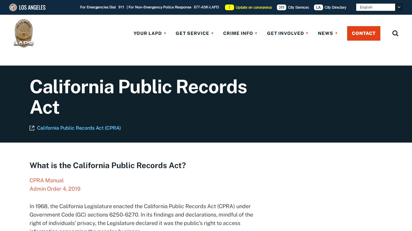 California Public Records Act - LAPD Online